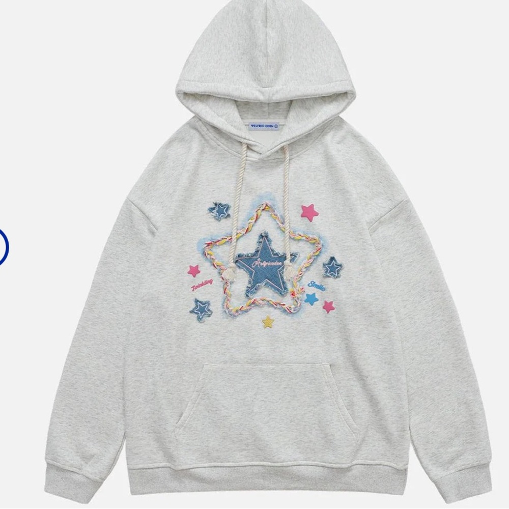 Aelfric Eden Demin Star Applique Embroidery Hoodie